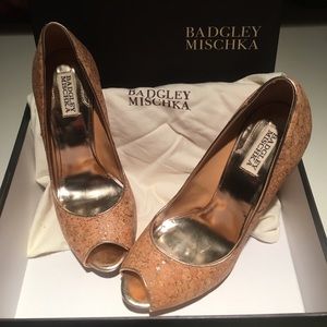 Badgley Mischka Willoe Glitter Cork Pumps
